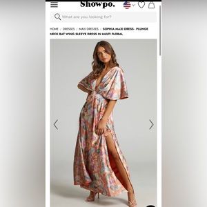 SOPHIA PLUNGE NECK BAT WING SLEEVE MAXI DRESS IN MULTI FLORAL